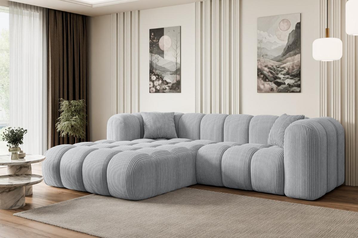 ECKSOFA Ottomane Links OLEA-L1 - 231x173x74 cm Grau - Schwarz/Grau, Holzwerkstoff/Kunststoff (190/242cm) - ALTDECOR