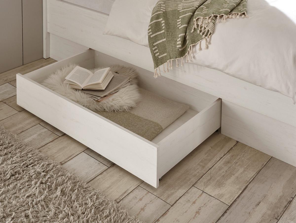 BETT Pinie weiß, Oslo Pinie Landhaus, Einzelbett, Liegefläche 100 x 200 cm - Weiß/Pinienfarben, Holzwerkstoff (100/200cm) - Furn.Design