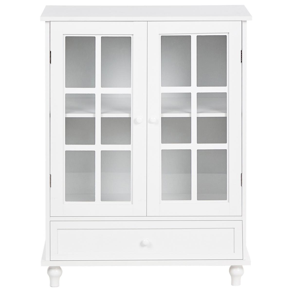 SIDEBOARD mit Glastüren 71 cm Weiß Carlet - Weiß, Holzwerkstoff (71/93/38cm) - Beliani