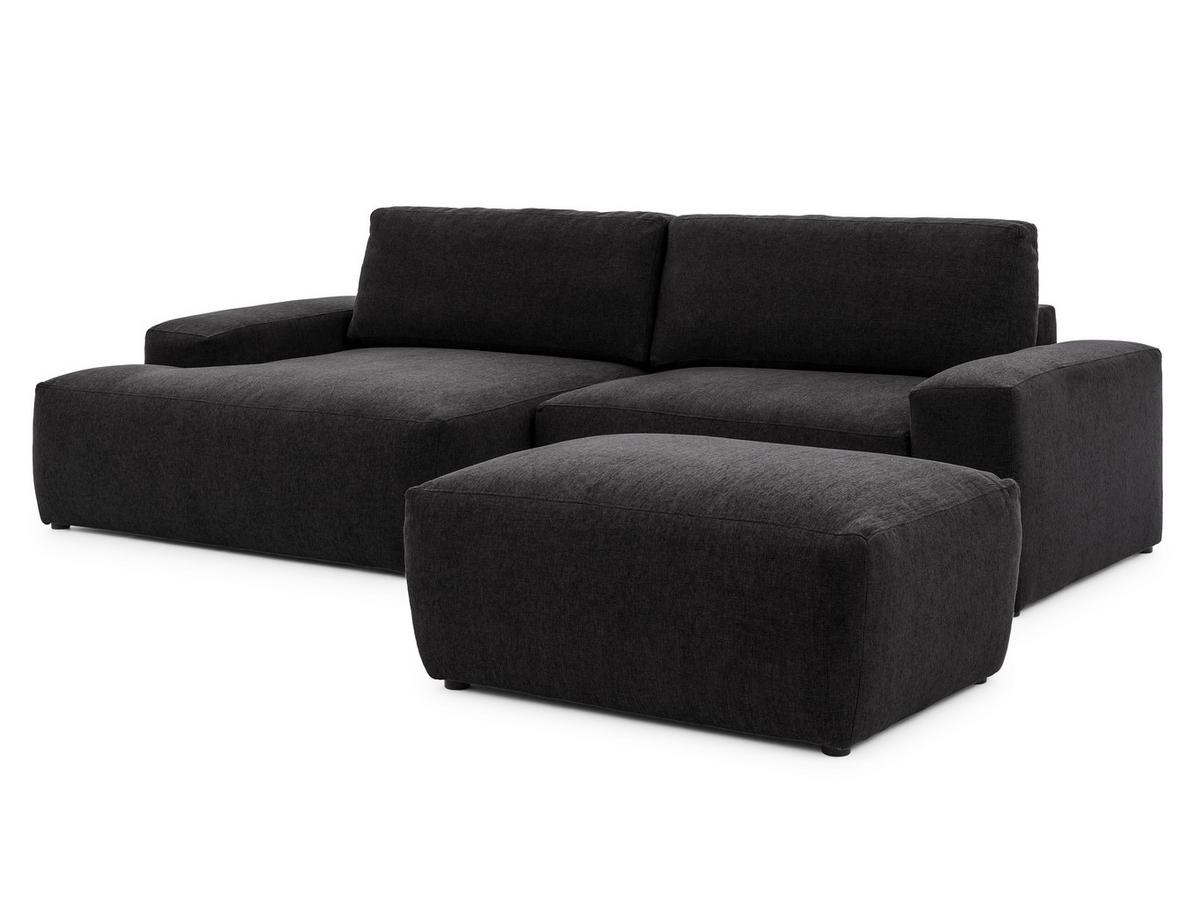 HOCKER Lennon aus Schwarz Strukturstoff mit vielseitiger Nutzung - Schwarz, Holz/Kunststoff (102/42/76cm) - S-Style
