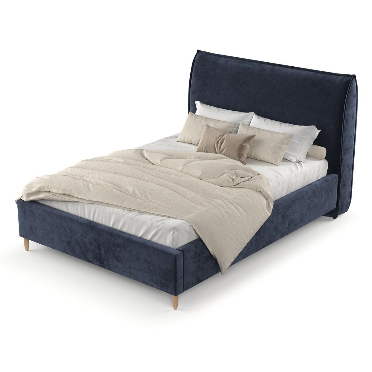 POLSTERBETT Mira 140/200 cm Marineblau im Lotta Stoff - Naturfarben/Dunkelblau, Holz/Holzwerkstoff (140/200cm) - AltaBeds