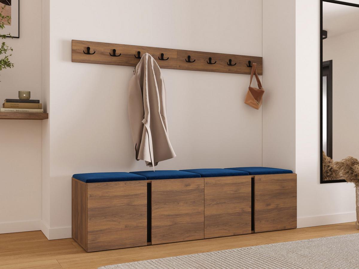 GARDEROBEN-SET Orion VII - Blau/Nussbaumfarben, Holzwerkstoff/Kunststoff (168/42/46cm) - MIRJAN24