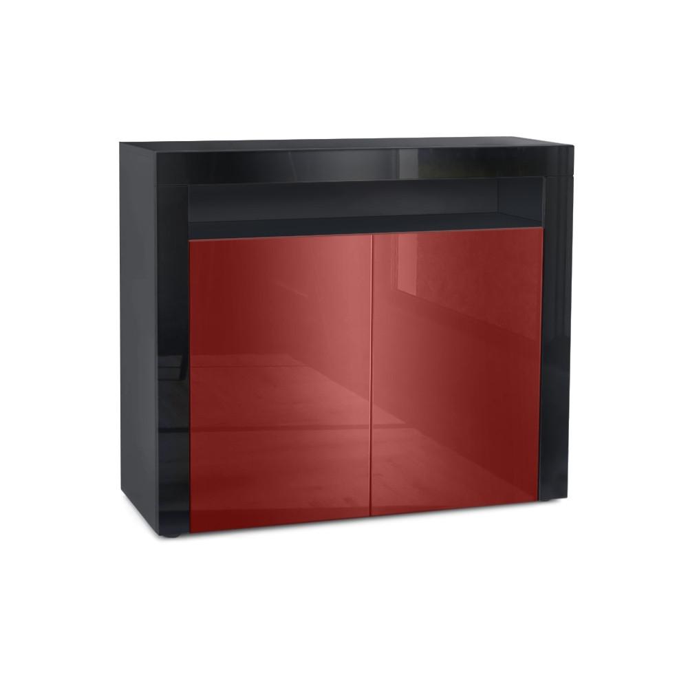KOMMODE Valencia Bordeaux Hochglanz / Schwarz Hochglanz - Bordeaux/Schwarz, Holzwerkstoff (108/92/40cm) - Vladon