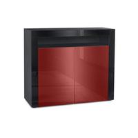 KOMMODE Valencia Bordeaux Hochglanz / Schwarz Hochglanz - Bordeaux/Schwarz, Holzwerkstoff (108/92/40cm) - Vladon