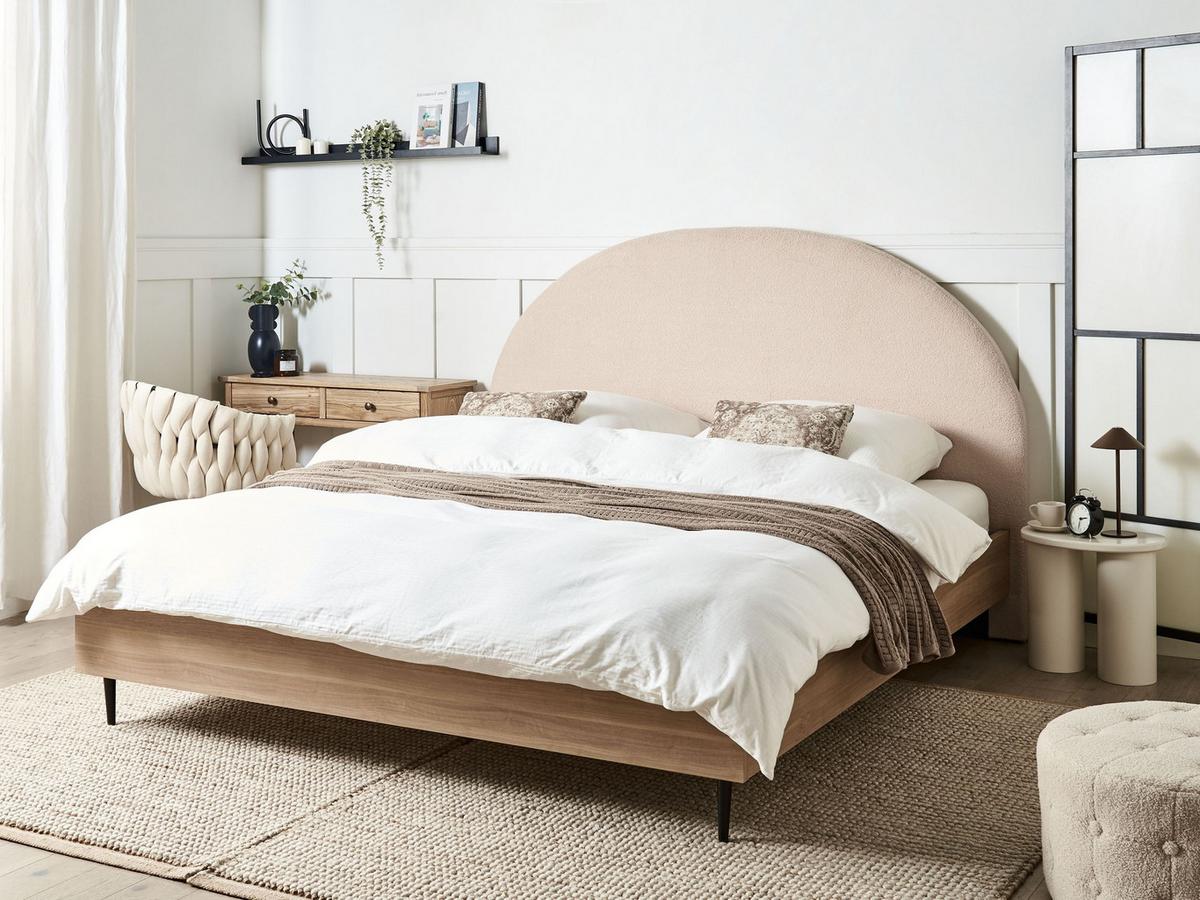 BETT mit Lattenrost 180x200 cm Beige Millay - Beige, Textil (180/200cm) - Beliani