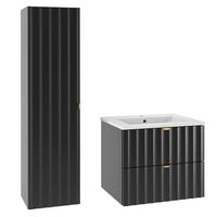 BADMÖBEL 60cm Lexa 2er-Set Schwarz - Schwarz, Holzwerkstoff (60/50/45.8cm) - Petits-meubles