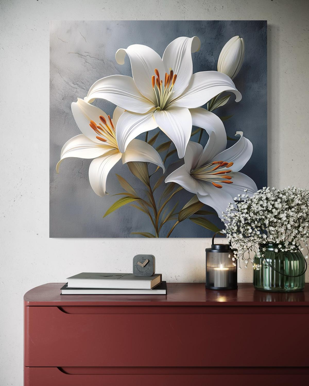 WANDBILD blumen lilien weiß - Weiß, Textil (40/40cm) - Feeby