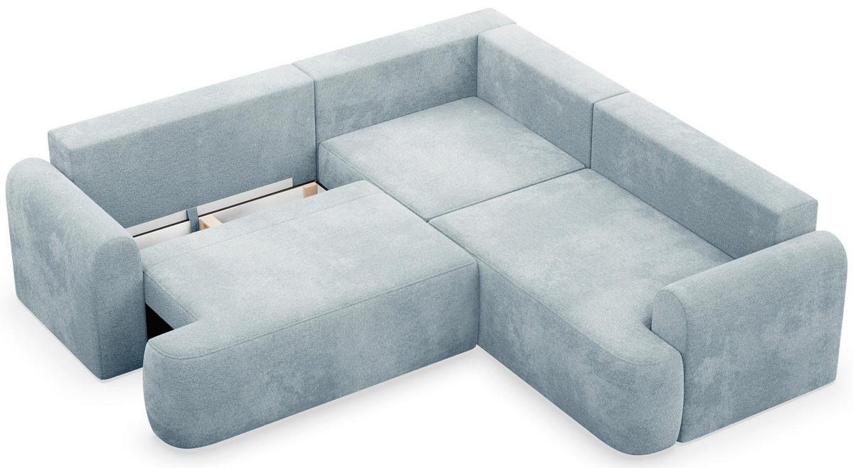 ECKSOFA Kaveo 245 cm universell mit Eckelement - Schwarz/Hellblau, Kunststoff/Textil (245/245cm) - Selsey