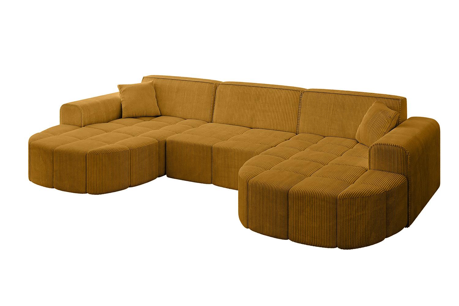 WOHNLANDSCHAFT LIVO-U1 - 315x173x79,5 cm Senfgelb - Currygelb/Gelb, Holzwerkstoff/Textil (315/79/173cm) - ALTDECOR