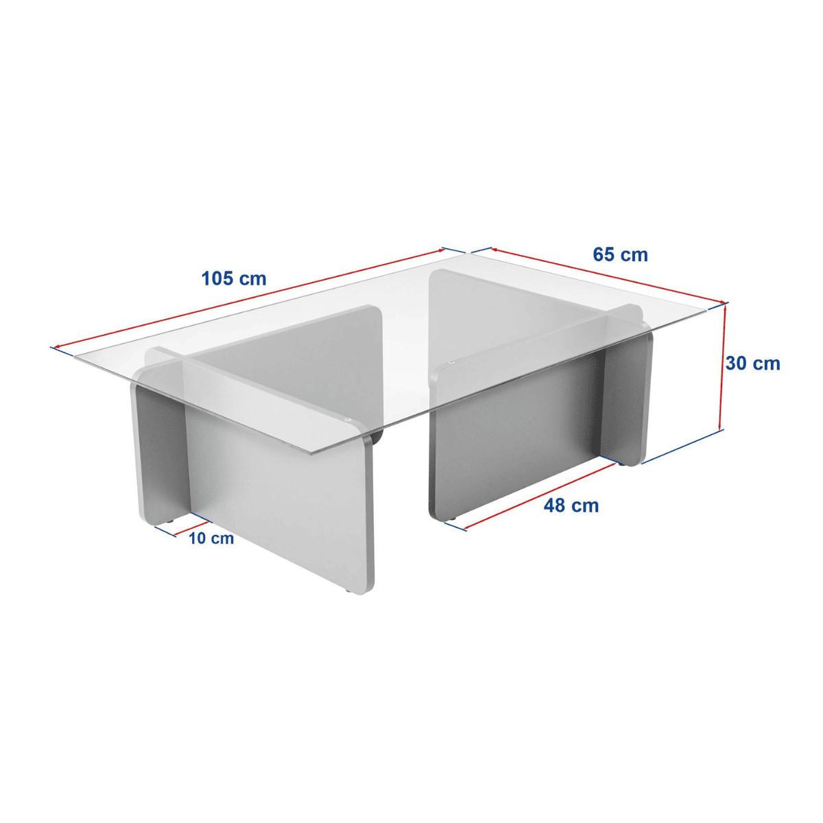 COUCHTISCH mit Tischplatte aus gehärtetem Glas 105/65/30 cm - Naturfarben, Holzwerkstoff (110/65/30cm) - Calicosy