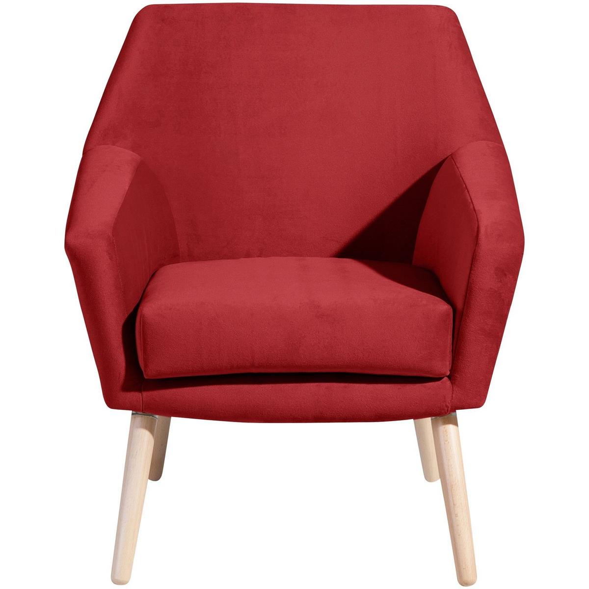 SESSEL Kachka Bezug Samtvelour Buche natur / ziegel - Buchefarben/Kirschrot, Kunststoff (71/81/67cm) - 58aufmkessel