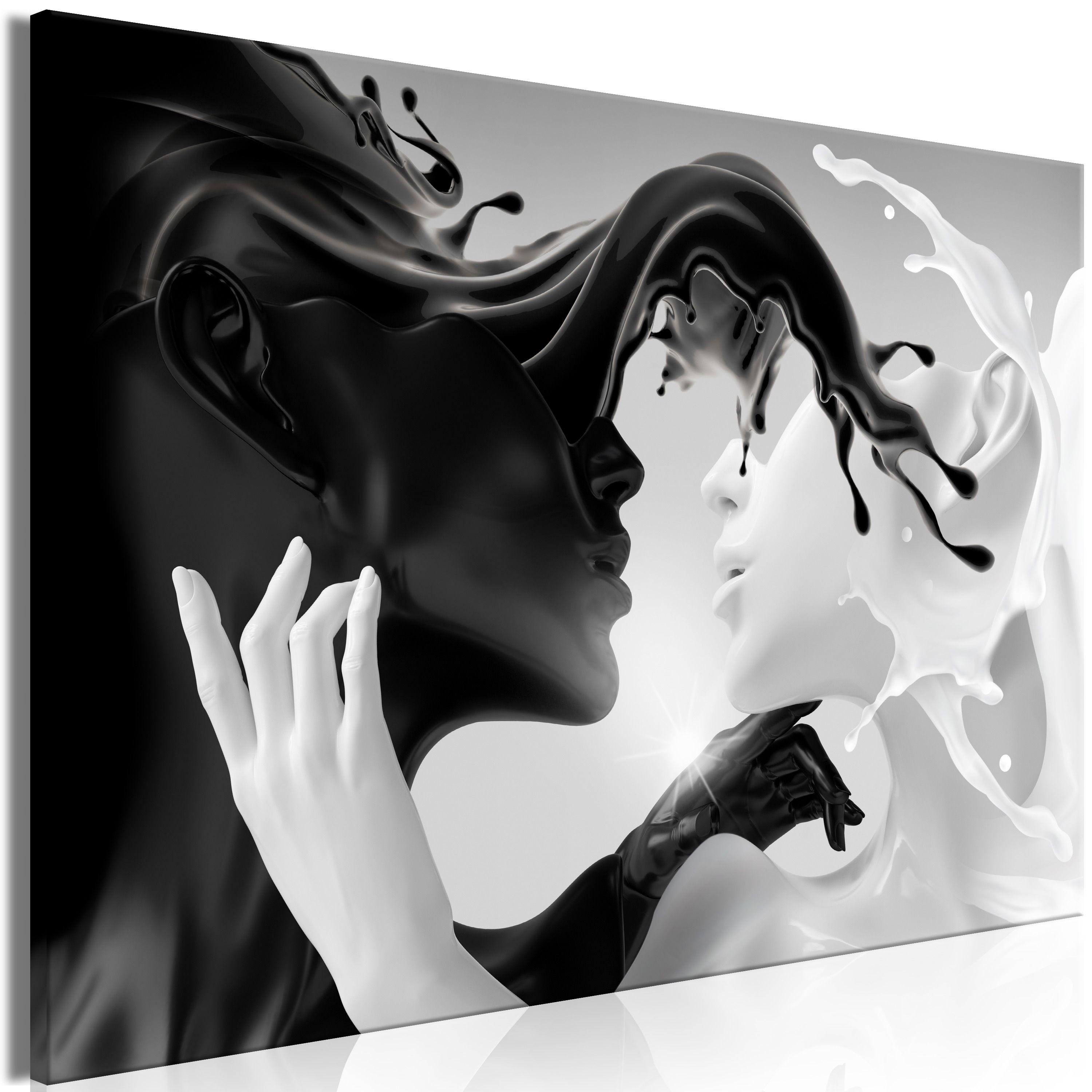 KUNSTDRUCK Schwarz-Weiß 120/80 cm - Schwarz, Textil (120/80cm) - KUNSTLOFT