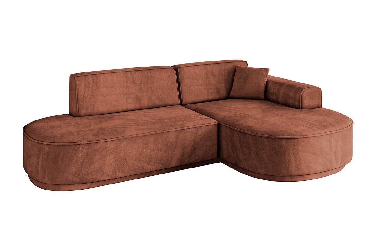 ECKSOFA Ottomane Rechts MARI-L1-v3 - 243x171x83 cm Koralle Velours - Koralle/Schwarz, Holzwerkstoff/Kunststoff (171/243cm) - ALTDECOR