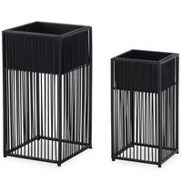 PFLANZKÜBEL 2er Set Metall Schwarz mit Gestell quadratisch - Schwarz, Metall (22/50cm) - KADIMA DESIGN