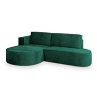 ECKSOFA CORTIO M L-S Grün Velours-Stoff mit Schlaffunktion - Grau/Grün, Holz/Kunststoff (265/174cm) - MASSENO