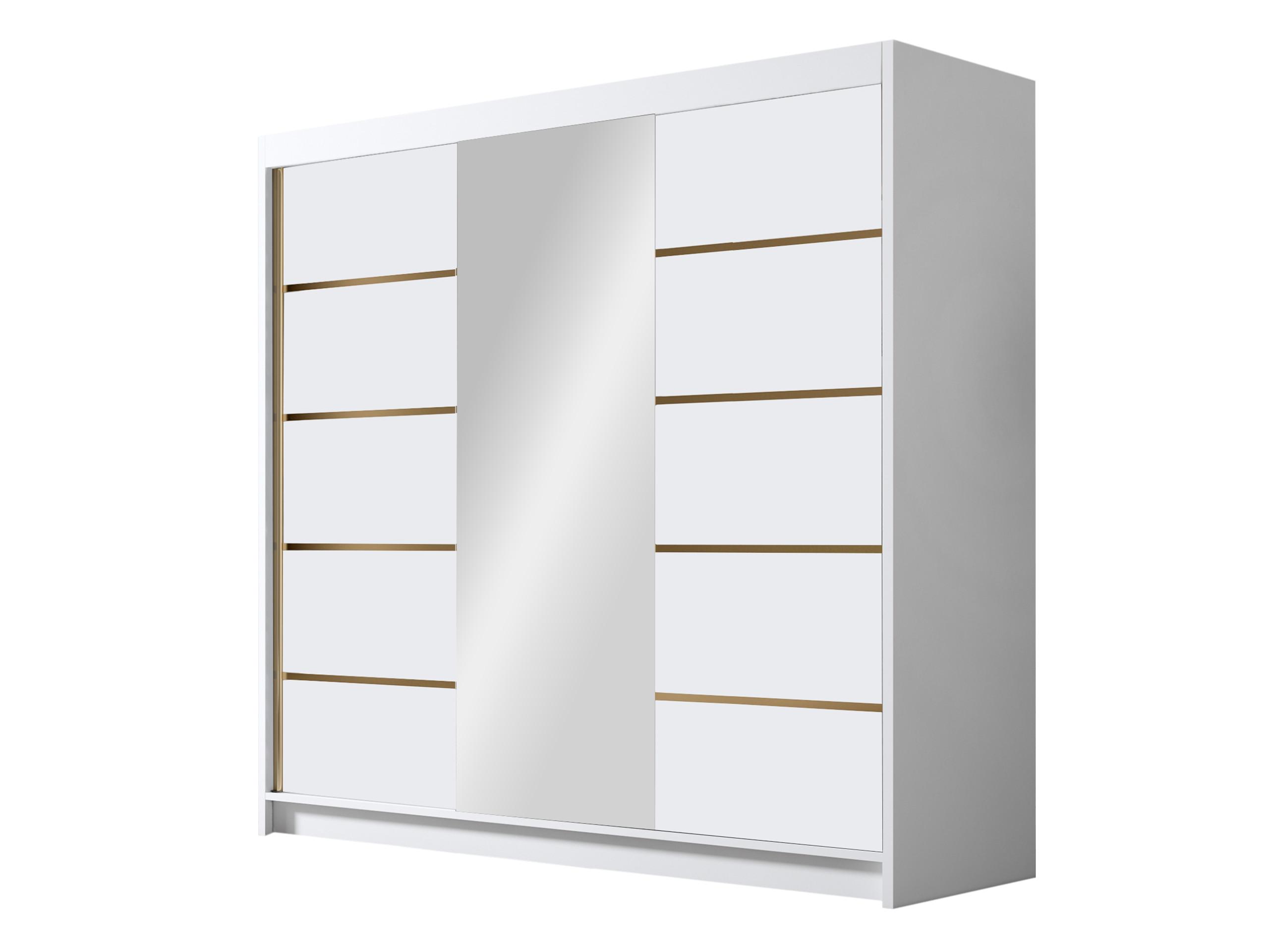 SCHIEBETÜRENSCHRANK Evo VI - Goldfarben/Weiß, Holzwerkstoff/Metall (200/215/58cm) - MIRJAN24