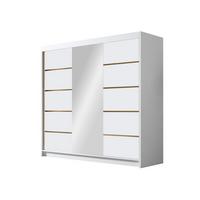SCHIEBETÜRENSCHRANK Evo VI - Goldfarben/Weiß, Holzwerkstoff/Metall (200/215/58cm) - MIRJAN24