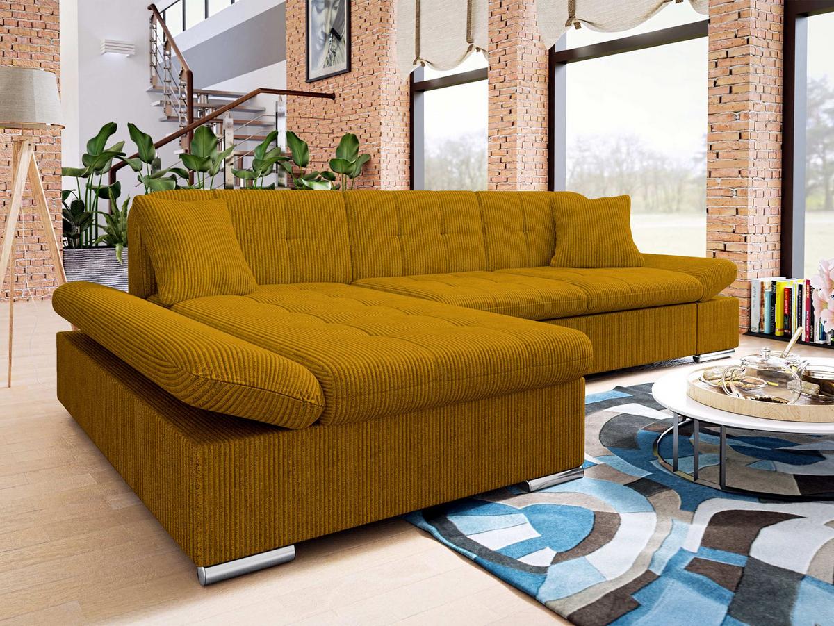 ECKSOFA Montana Cord, Seite: Links - Bronzefarben, Holz/Textil (278/161cm) - MIRJAN24