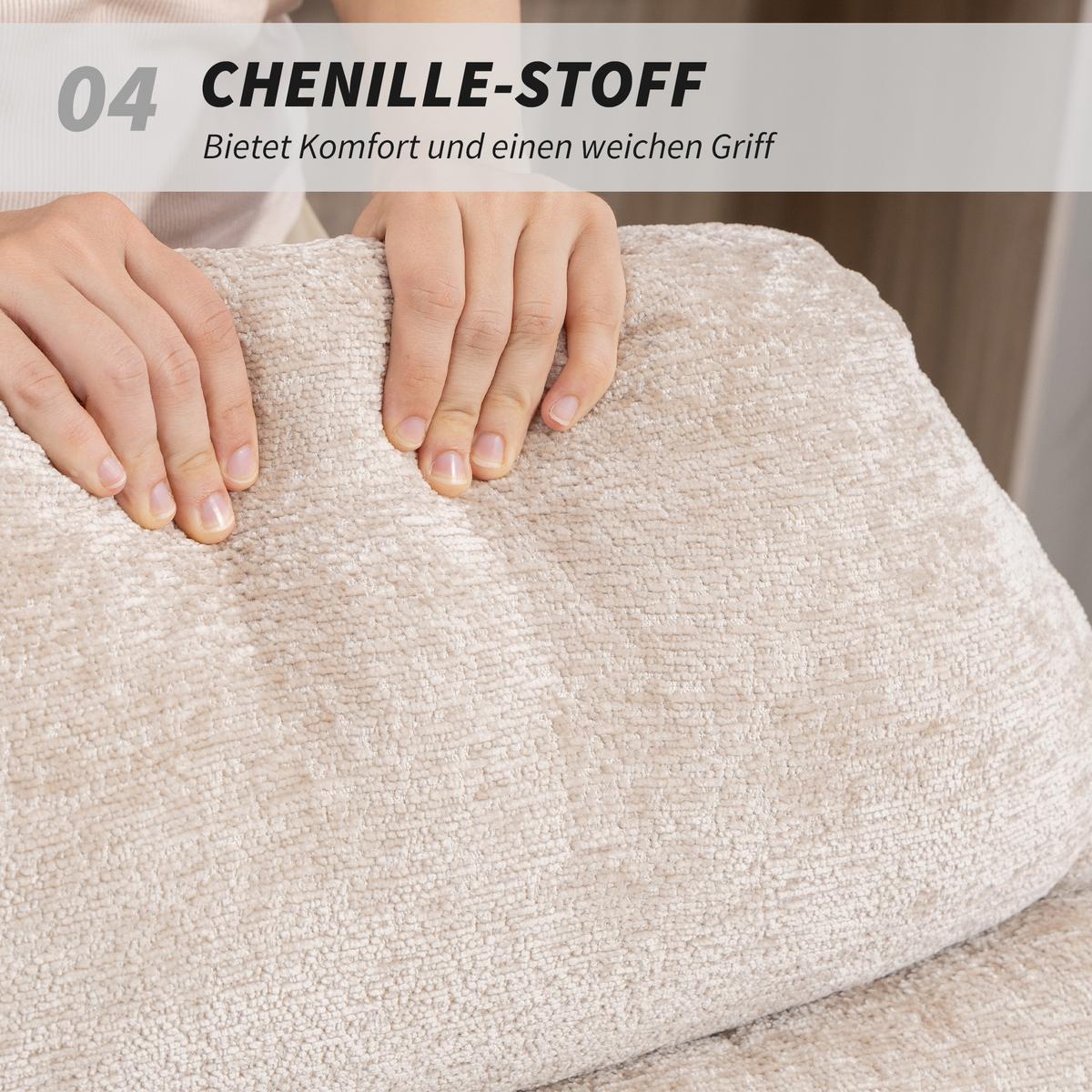 SCHAUKELSTUHL Schaukelsessel Schneidersitz mit Rückenlehne Chenille-Optik - Creme, Textil (80/91/103cm) - HOMCOM