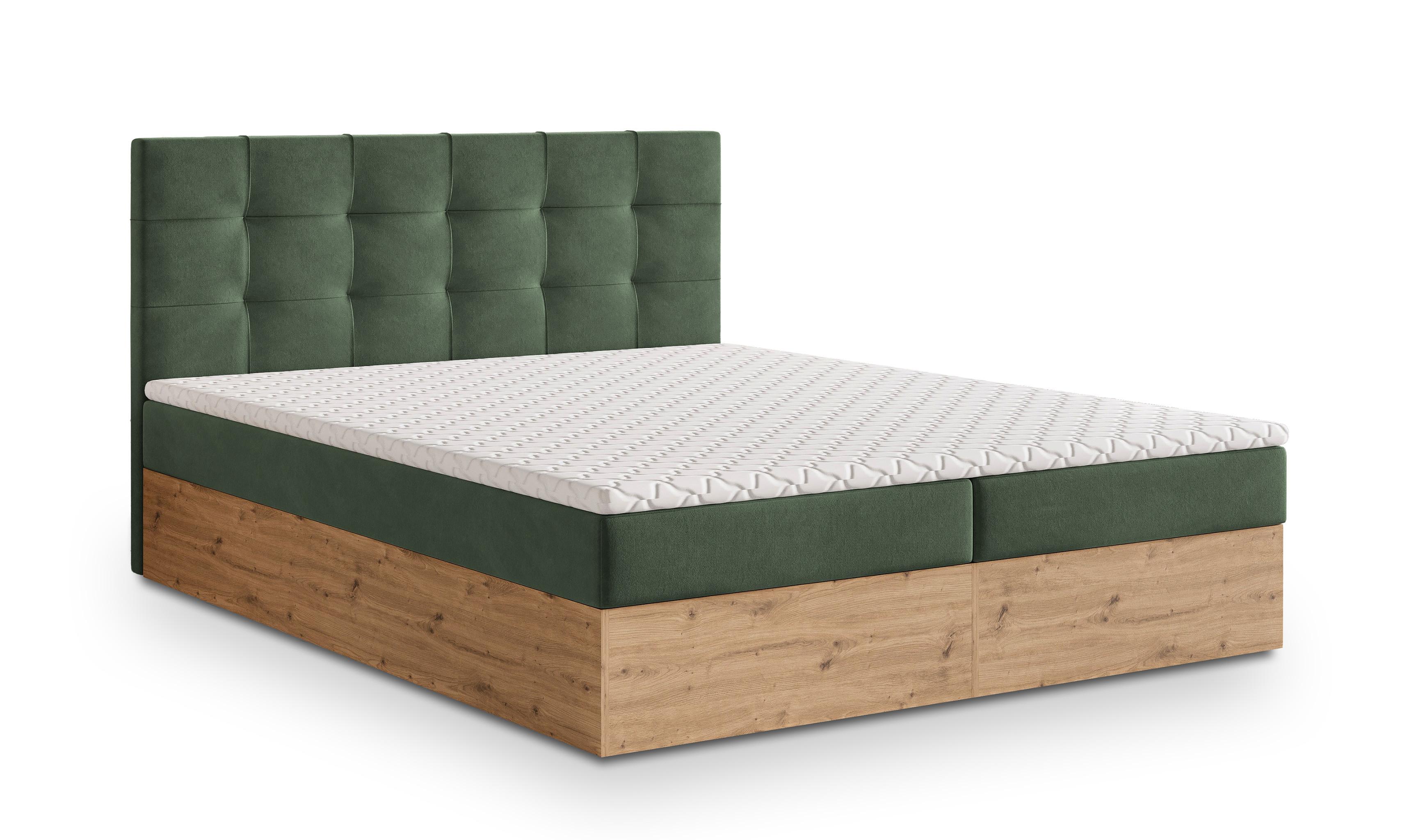 BOXBETT MOLVEN 140x200 cm mit Matratze und Topper - Grün - Grün, Holz (140/200cm) - MASSENO