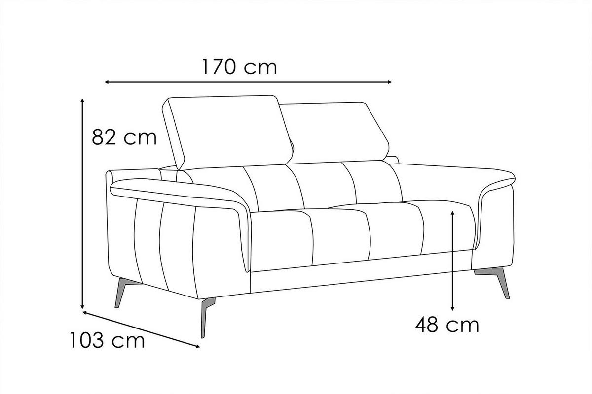 SOFA FIERO 2-Sitzer, hellgrau - Hellgrau/Schwarz, Holzwerkstoff/Textil (170/82/103cm) - Wozimo