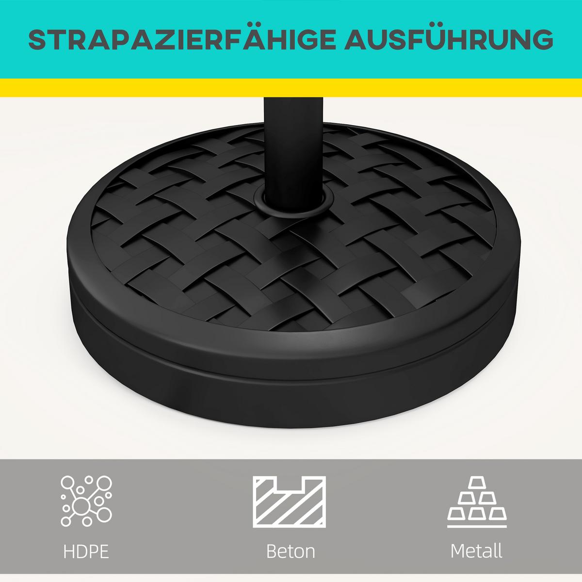 SONNENSCHIRMSTÄNDER HDPE Beton Schwarz - Schwarz, Kunststoff (45/45cm) - Outsunny