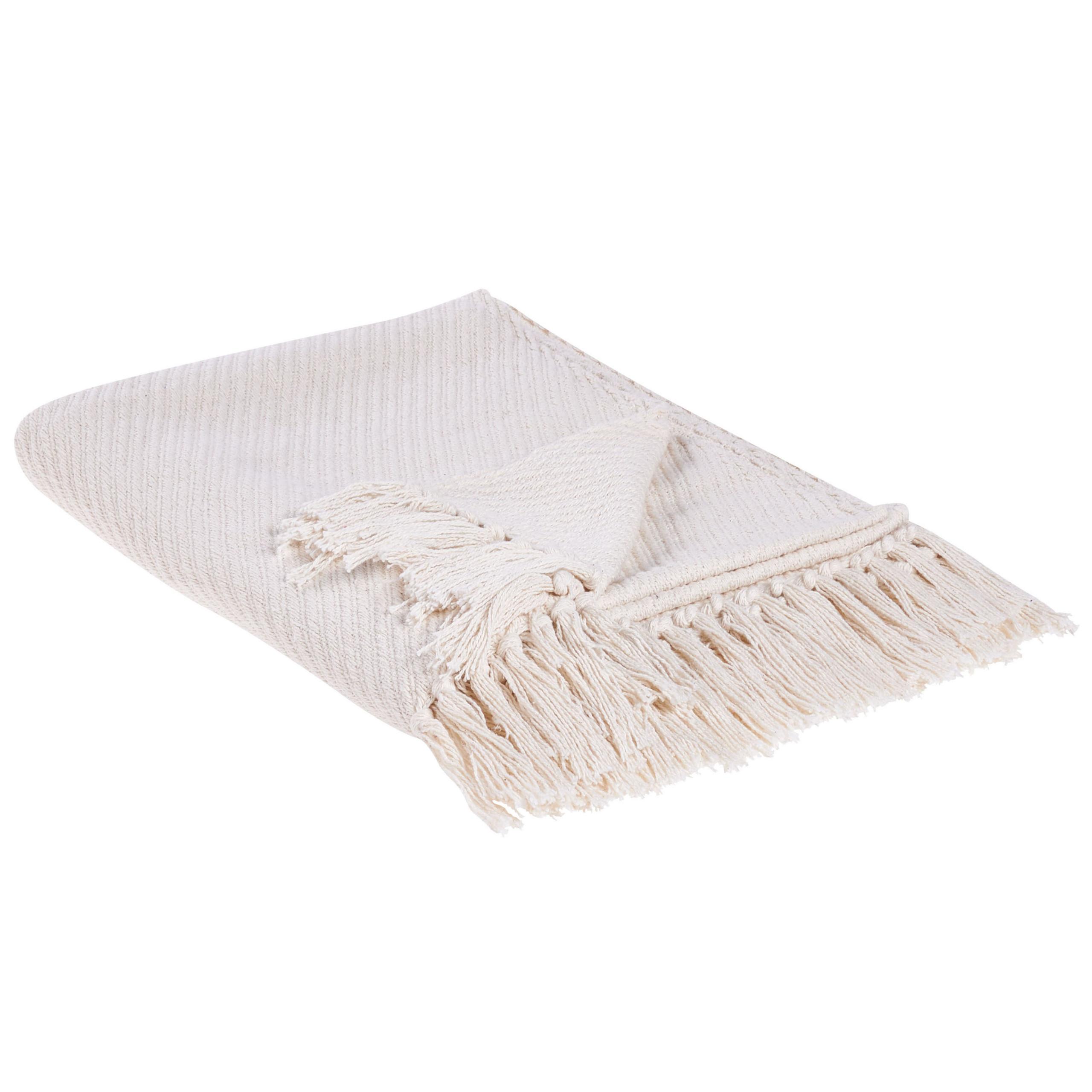 DECKE Beige Yarsa 125/150 cm - Beige, Naturmaterialien/Textil (125/150cm) - Beliani