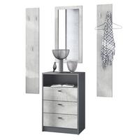 GARDEROBE Pino Beton Oxid Optik - Hellgrau, Holzwerkstoff (135/190/36cm) - Vladon