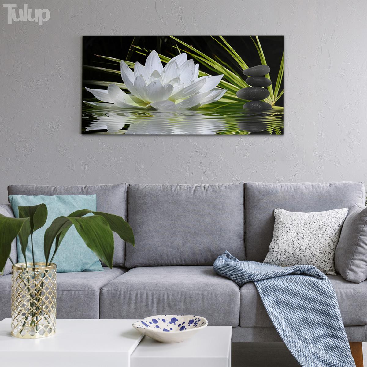 GLASBILD 120x60 cm Lotosblume - Grün, Glas (120/60cm) - TULUP
