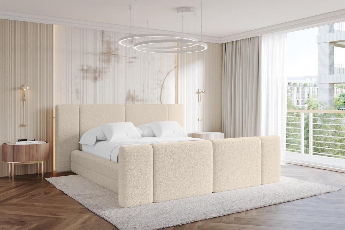 POLSTERBETT mit Bettkasten, Fußteil und Lattenrost, Bett mit Matratze H3/H4 - TEVO-Z 140x200 Dunkelbeige - Cappuccino, Holzwerkstoff/Textil (140/200cm) - ALTDECOR