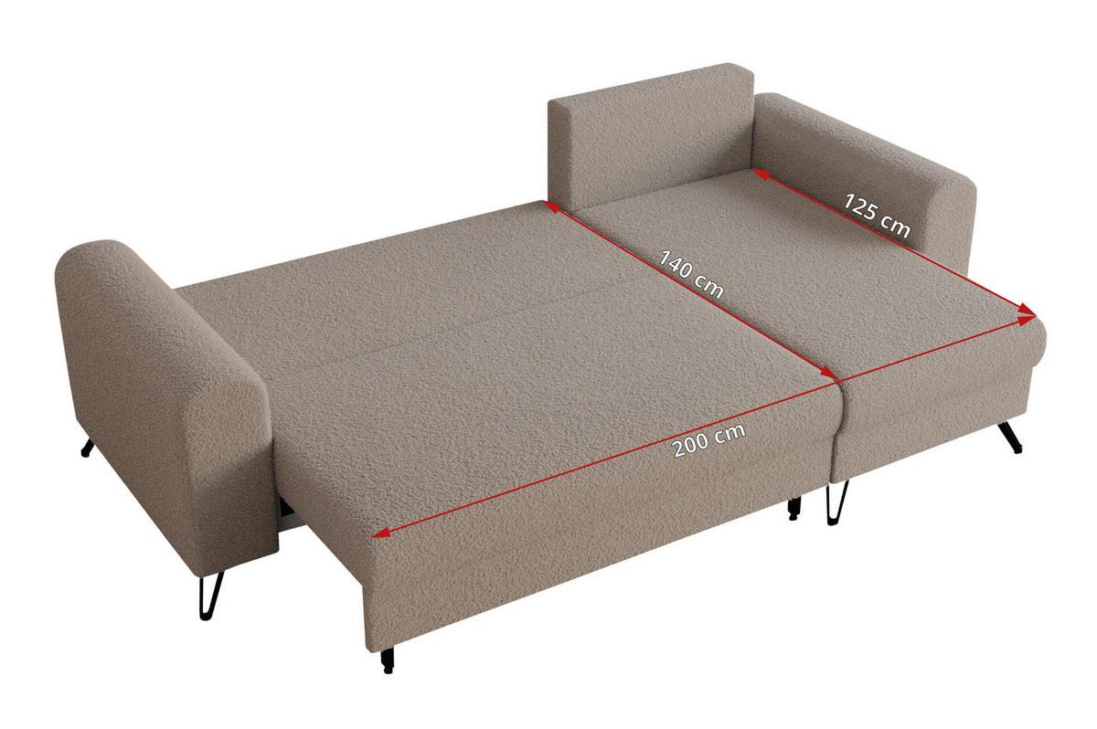 ECKSOFA Hugo Boucle Hellbraun - Hellbraun/Schwarz, Textil/Metall (242/140cm) - MKS