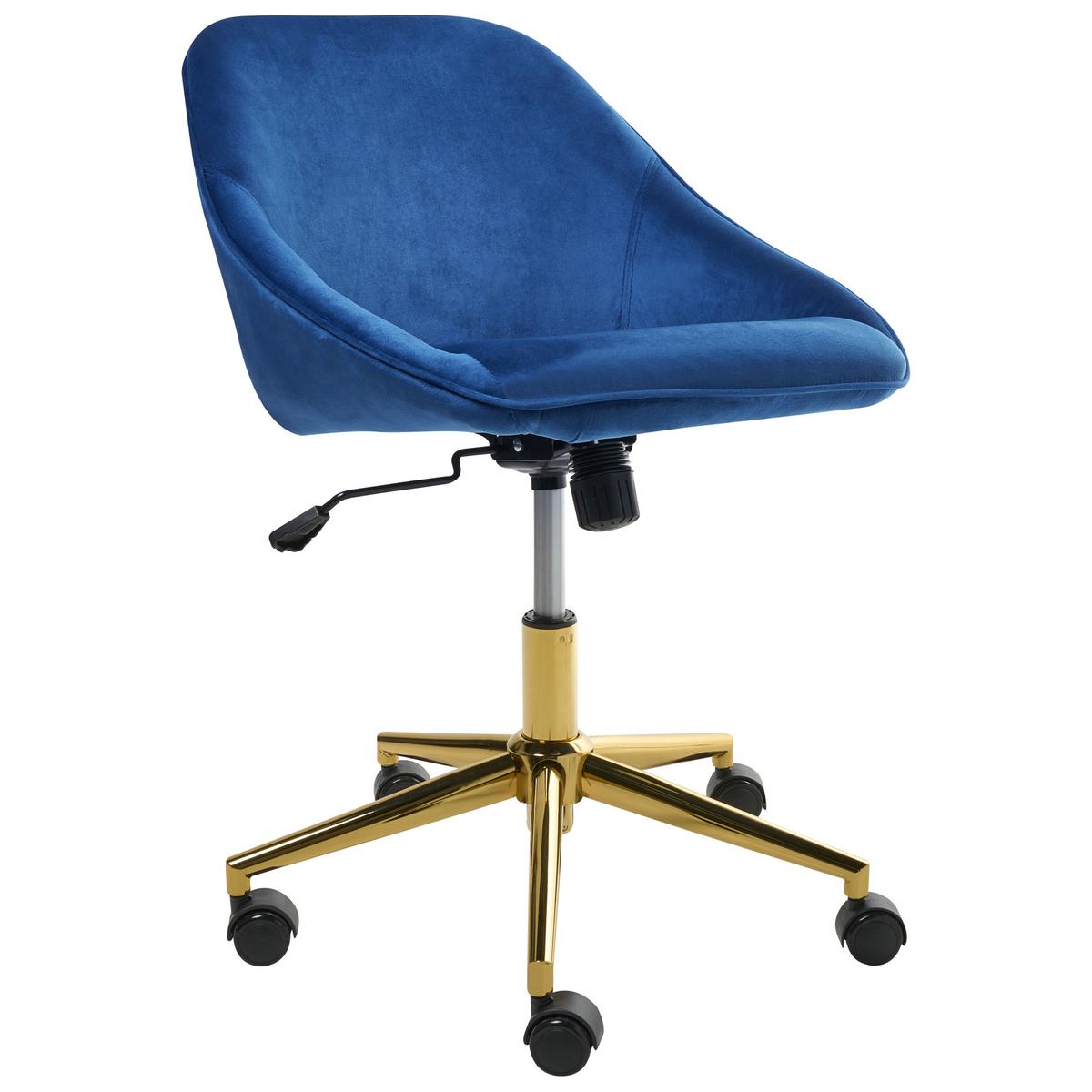SCHREIBTISCHSTUHL Marineblau Bardsdale - Blau/Goldfarben, Textil (54/77/54cm) - Beliani