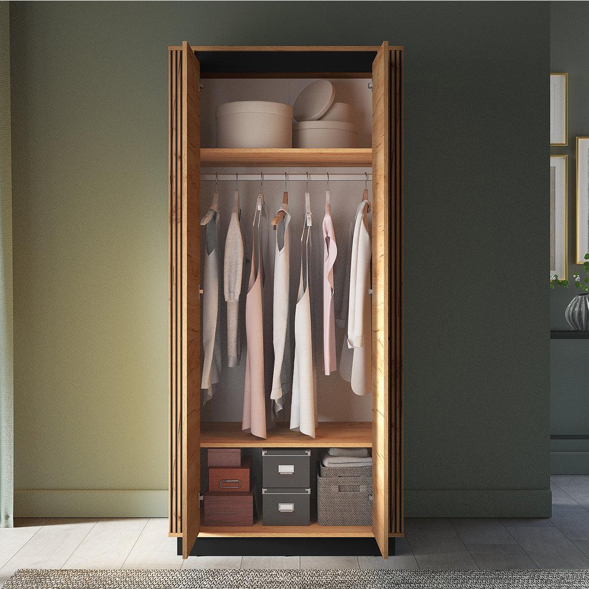 SCHRANK 2 Türen Solal Holz - Braun, Holzwerkstoff (92/200/55cm) - Petits-meubles