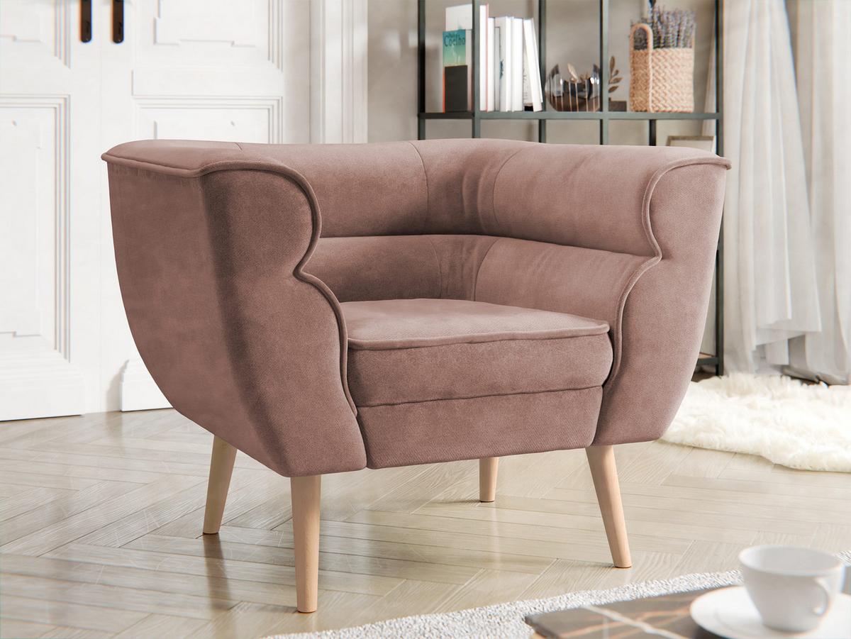 SESSEL Bal 1 - Rosa/Naturfarben, Holz/Textil (82/75/74cm) - MIRJAN24