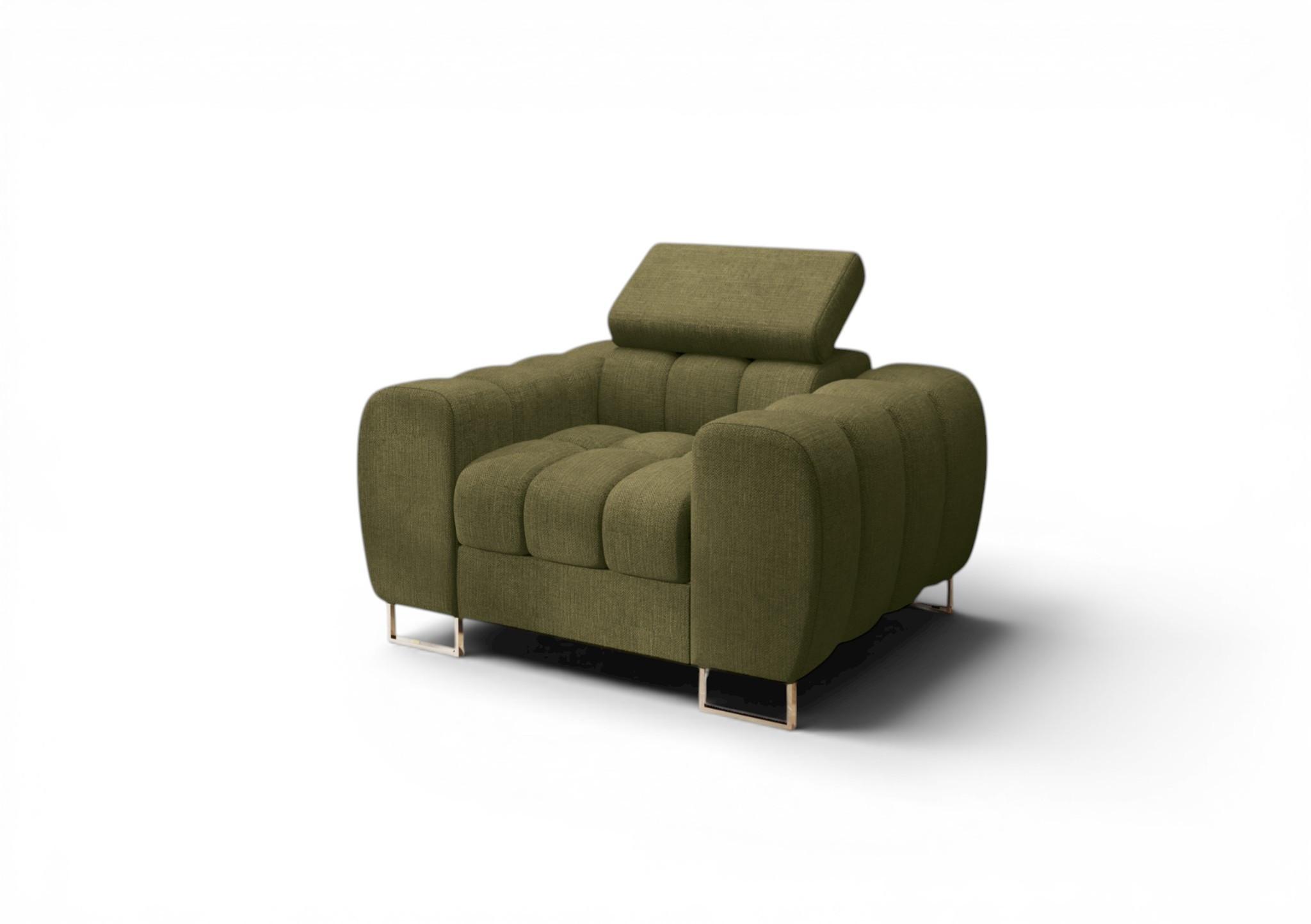 SESSEL Bastien In Stoff Moly - Grün, Holzwerkstoff/Textil (115/95/97cm) - Fun Möbel