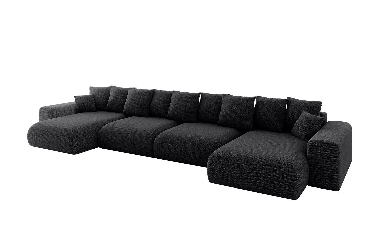 WOHNLANDSCHAFT mit Schlaffunktion ESKAR-U2-464x176x72cm Schwarz - Schwarz, Holzwerkstoff/Kunststoff (176/72/464cm) - ALTDECOR