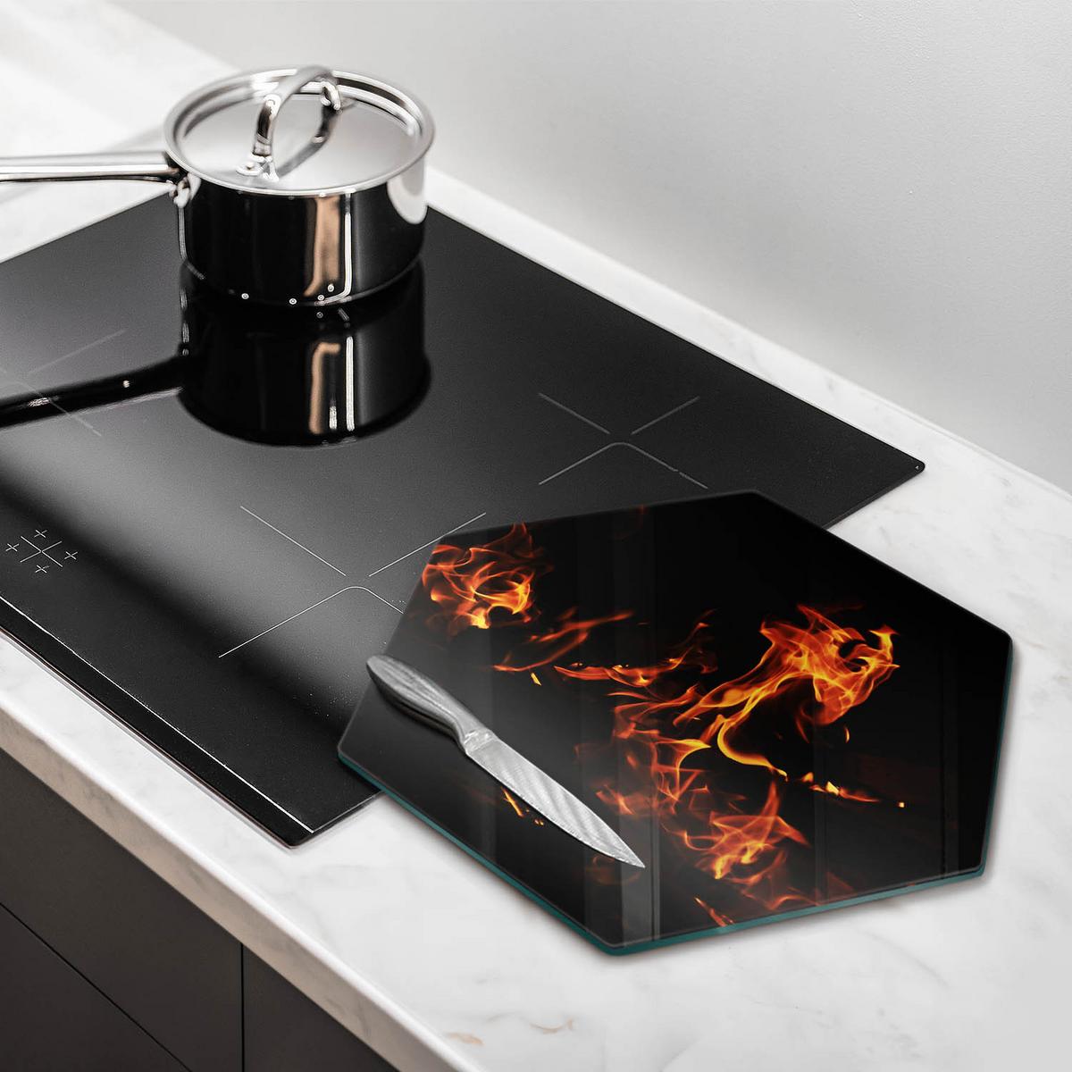 GLASPLATTE 40 cm Feuerflamme - Schwarz, Glas (40/40cm) - Wallfluent