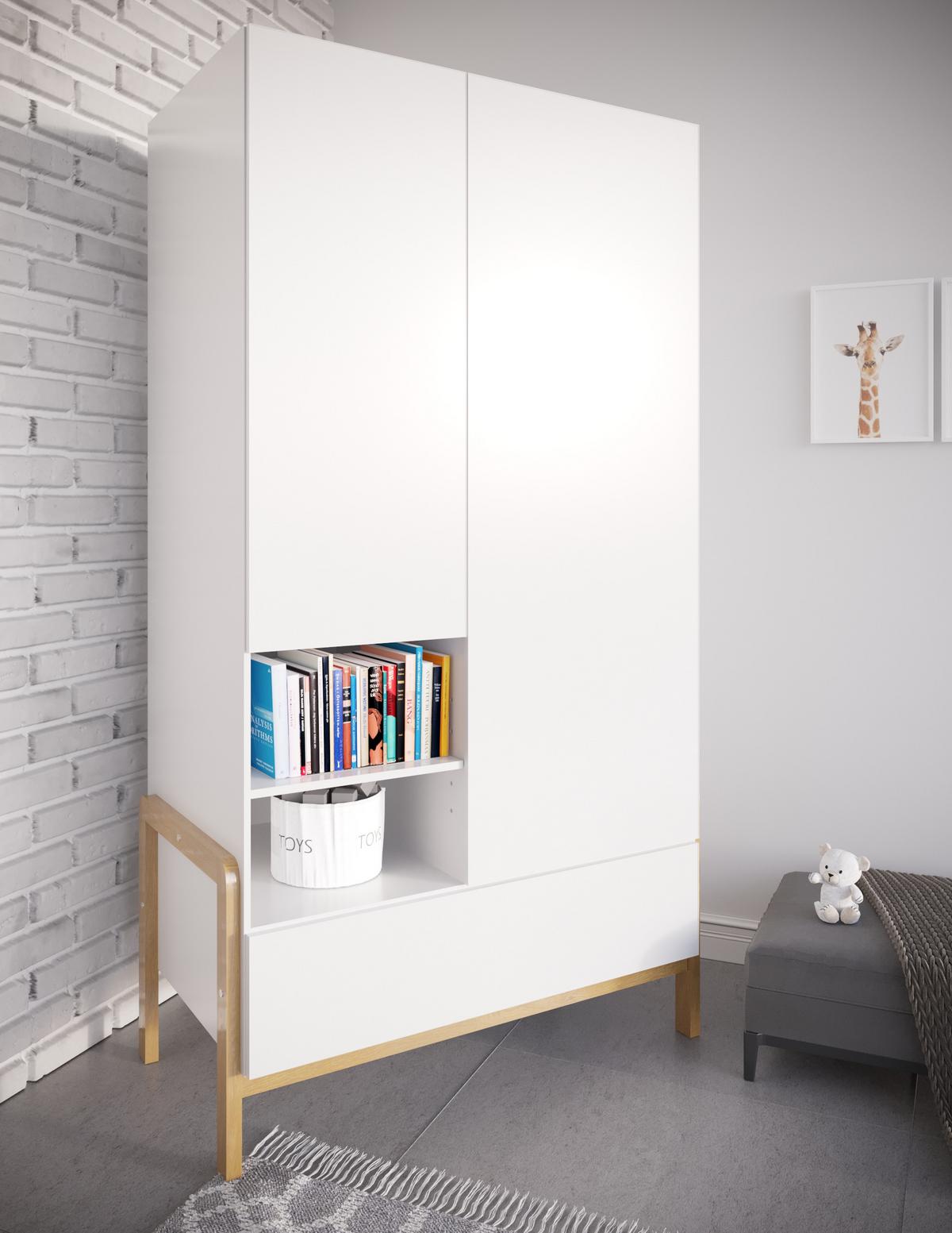 KINDERKLEIDERSCHRANK Victor - Weiß, Holzwerkstoff (180/55/100cm) - RAUMHIRSCH FURNITURE
