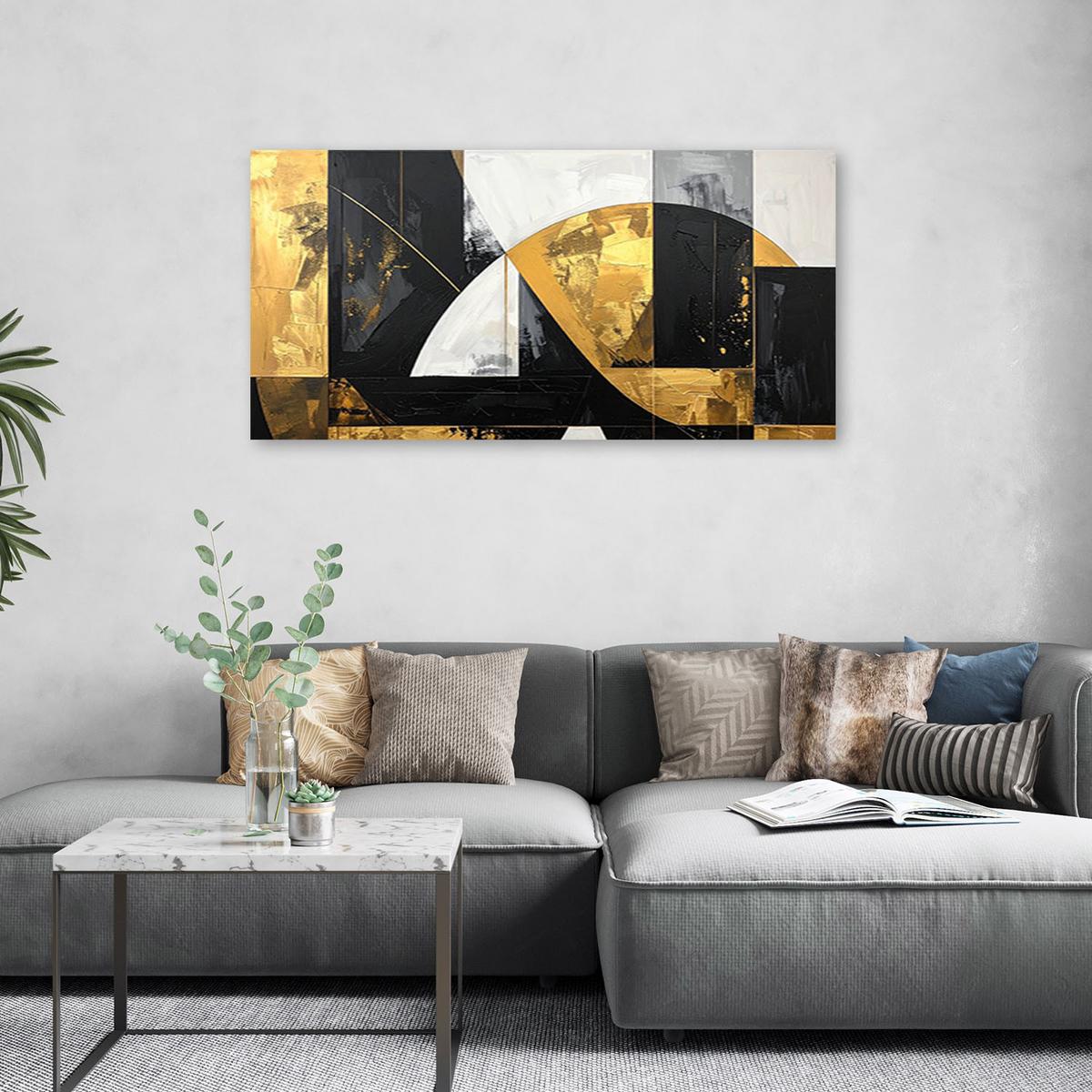 LEINWANDBILD 3D und geometrisch 100x50cm - Goldfarben, Textil (100/50cm) - Feeby