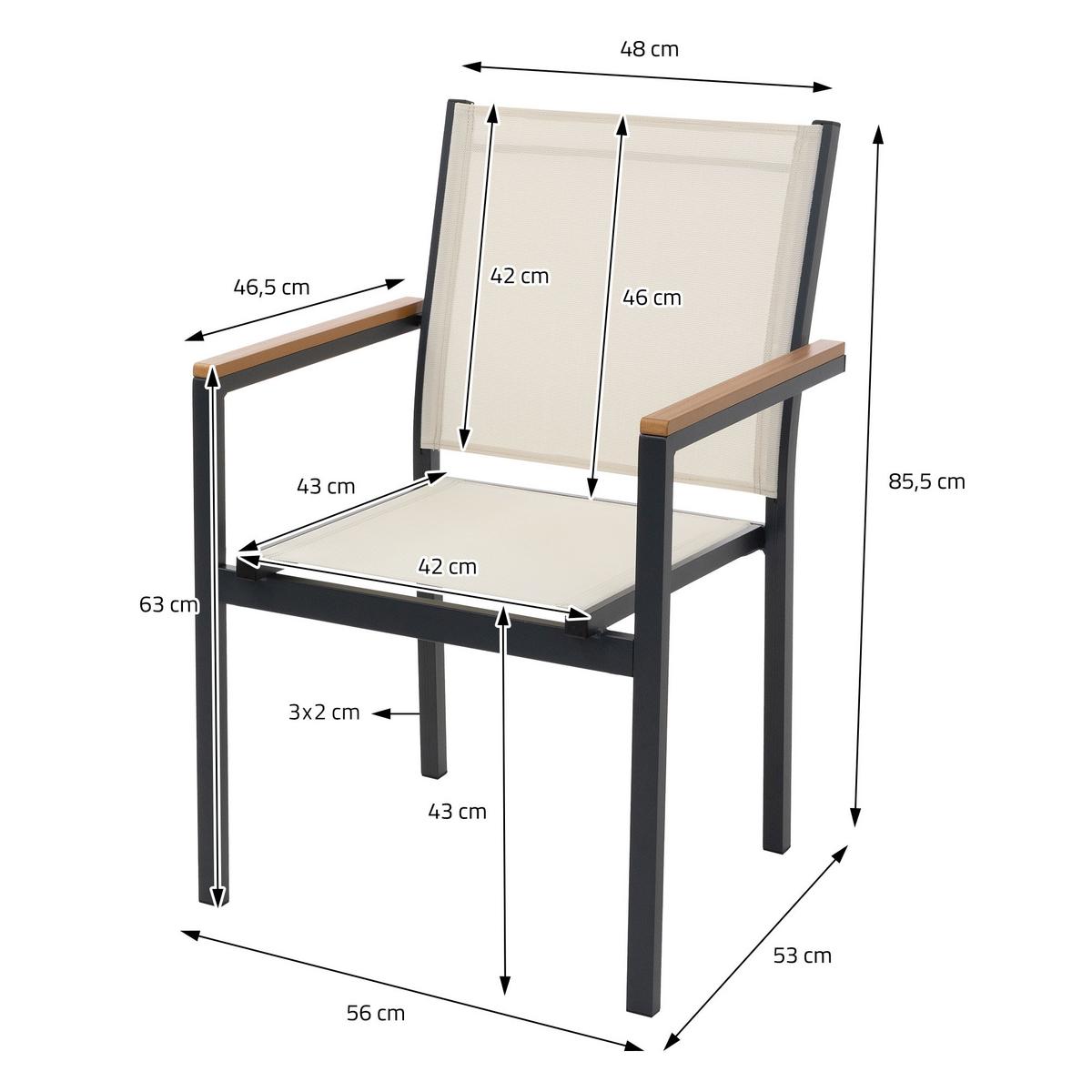 GARTENSTÜHLE 2er Set Beige aus Textilene mit Aluminiumgestell - Beige, Metall (56/85.5/53cm) - ML-DESIGN