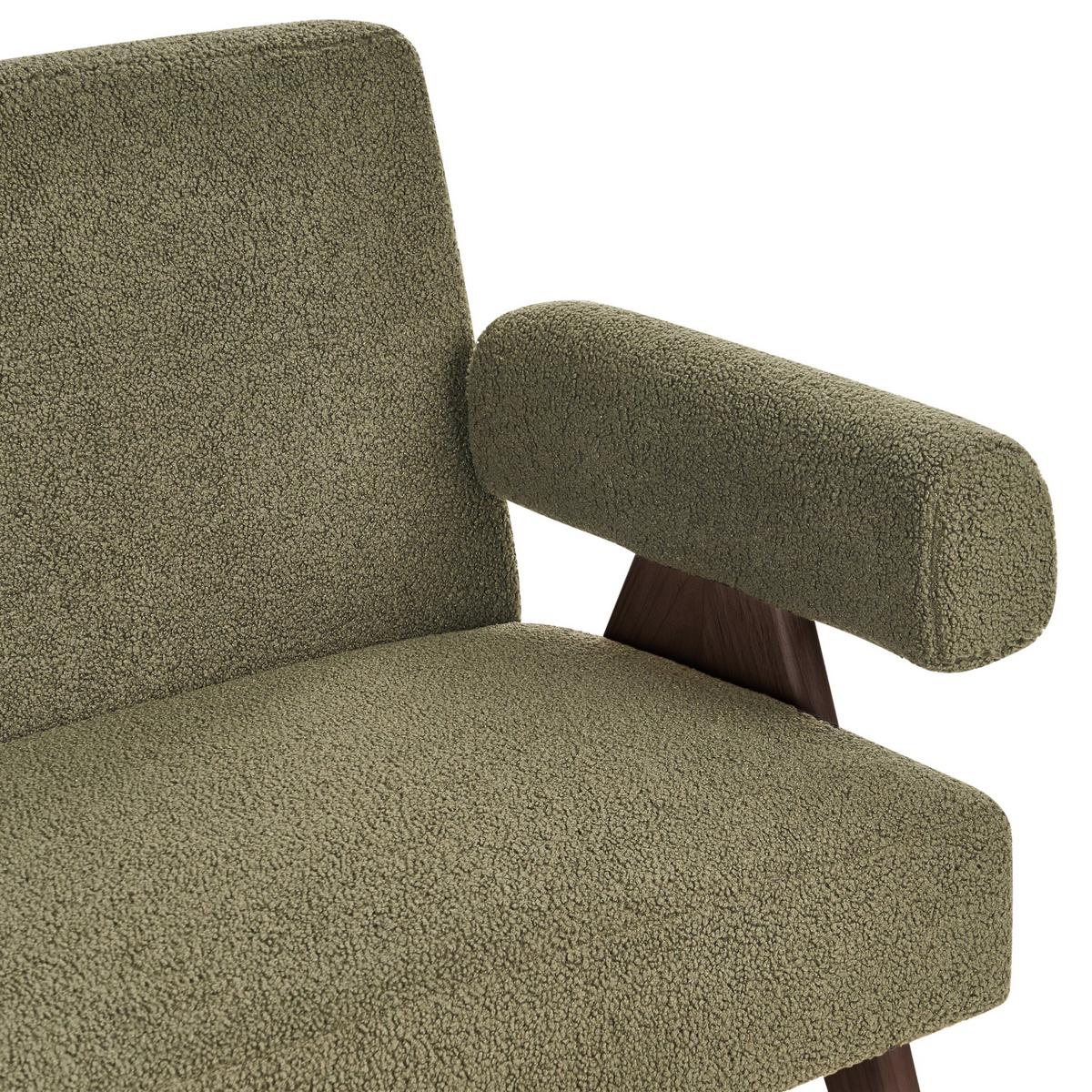2-SITZER-SOFA Bouclé Grün/Dunkelbraun Tamre - Braun/Grün, Textil (148/79/78cm) - Beliani