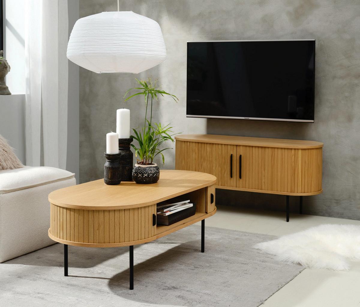 TV-SCHRANK Gativel Eichefarben 120 cm - Eichefarben/Schwarz, Holzwerkstoff/Kunststoff (120/55.6/40cm) - Selsey