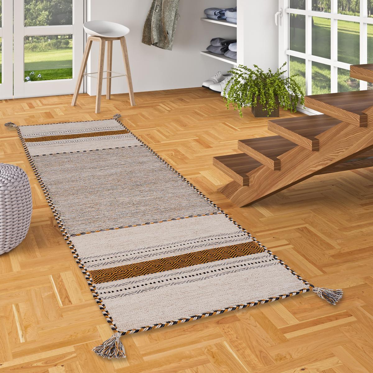 LÄUFER NATUR TEPPICH KELIM NAVARRO - Currygelb, Textil (70/140cm) - Pergamon