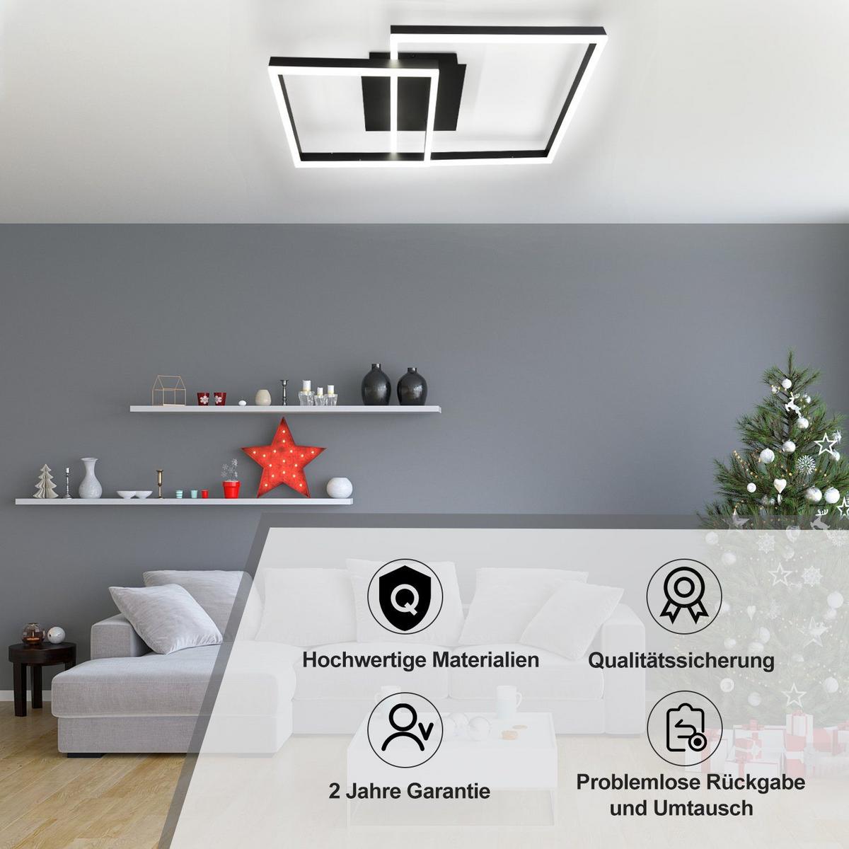 LED-DECKENLEUCHTE Martin 61/40/12 cm - Schwarz, Metall (61/40/12cm) - Nettlife