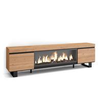 LOWBOARD, Tv-Schrank, mit Elektrokamin XXL, Eiche, 208/35/57cm - Eichefarben/Multicolor, Holzwerkstoff (208/57/35cm) - Skraut Home
