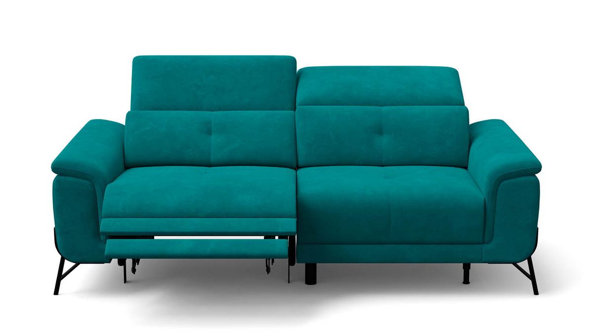 SOFA RELAX AVENA 3-Sitzer, dunkelgrüner Veloursstoff - Dunkelgrün/Schwarz, Holz/Textil (204/80/108cm) - Courtois Laville