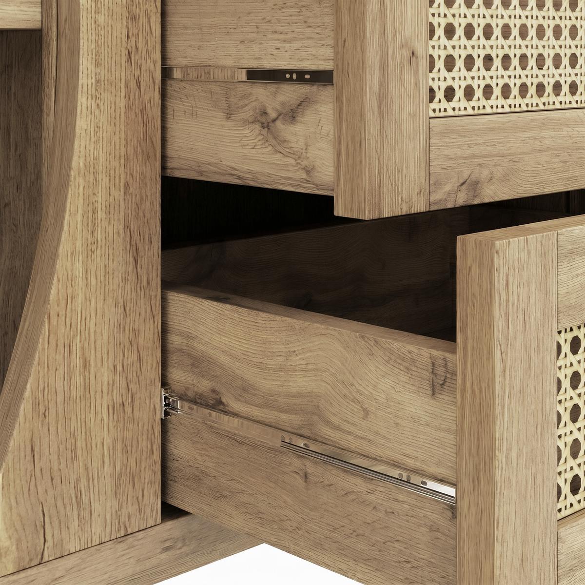 SIDEBOARD Rattan Kommode mit Schiebetüren, 140.5/40/76cm - Kirschbaumfarben, Holzwerkstoff (140/76/40cm) - Urban Meuble