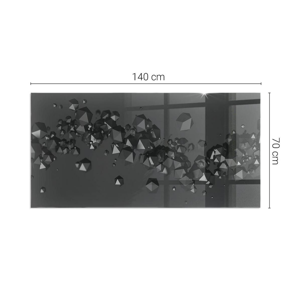 GLASPLATTE für Kamin 140x70 cm - Schwarz, Glas (140/70/0.4cm) - TULUP