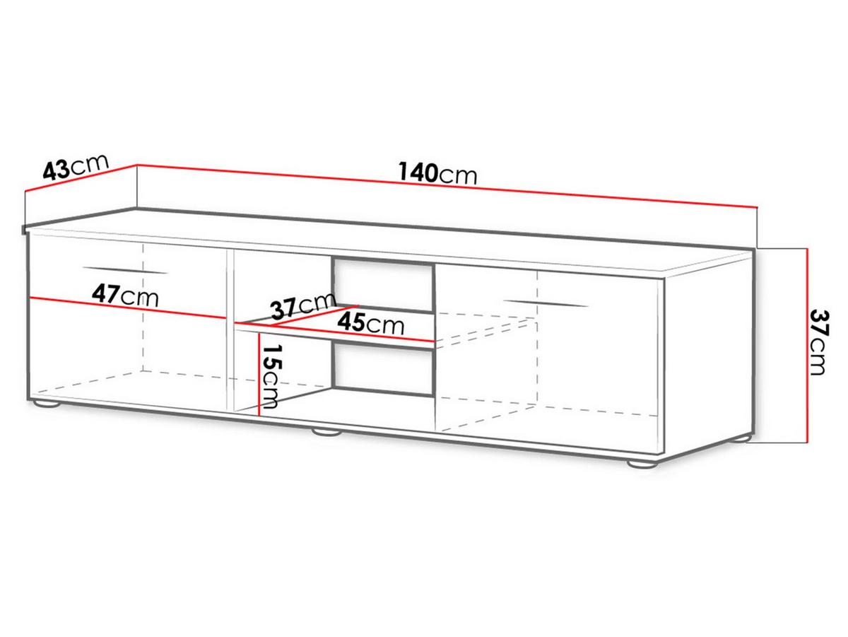 TV-LOWBOARD 140 Soho S04 - Silberfarben/Schwarz, Holzwerkstoff/Kunststoff (140/37/43cm) - MIRJAN24