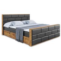 BOXBETT mit Matratze H3 und Lattenrost - LOLLI8-Z - 200x200 - Schwarz Kunstleder - Schwarz, Holzwerkstoff (200/200cm) - ALTDECOR